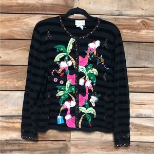 Ugly Christmas sweater women’s flamingo ss large